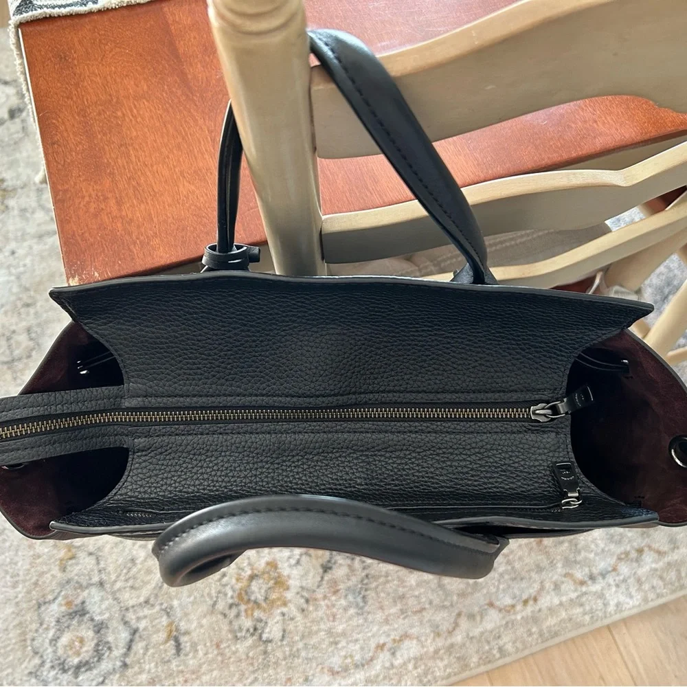 Vintage Coach Black Leather Tote Bag - Picture 3 of 9